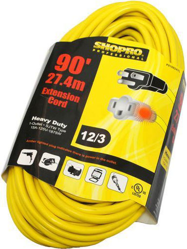 Picture of Pwr Extn Cord O/D 12/3 90Ft Yel - No P010924YL